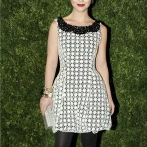 Peter Som Dress Eyelet Beaded Bridal White Black 6